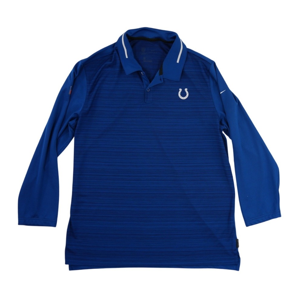 Nike NFL Indianapolis Colts Men Size XL Blue Dri‎ Fit Long Sleeve Polo Shirt